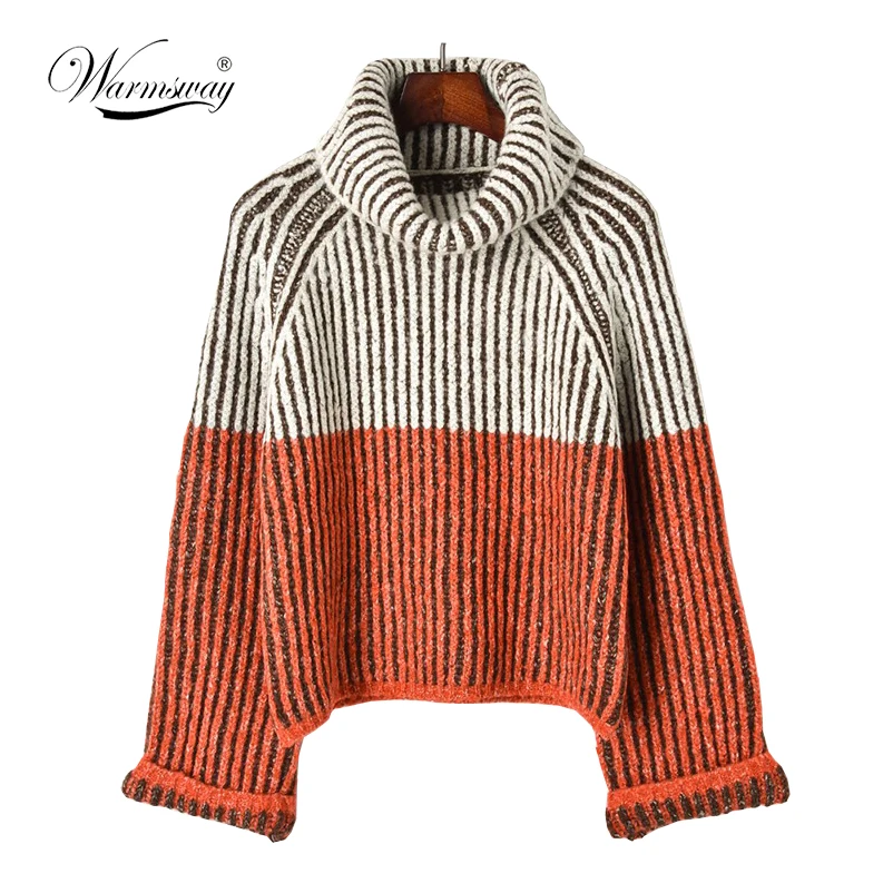 Women's winter High collar warm Pullover coarse lines female new big yards Thick Turtleneck Mohair Sweater coat C-225 | Женская
