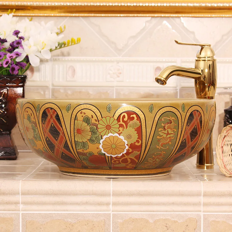Европейская керамическая раковина ручной работы роскошная художественная