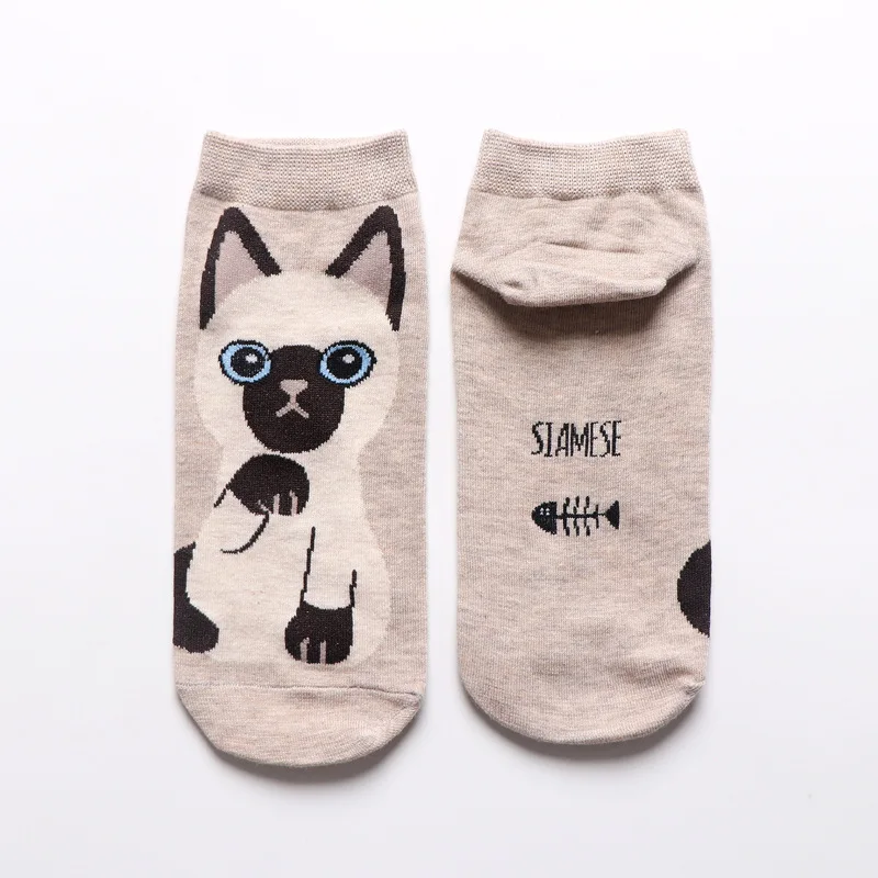 Kawaii/носки с героями мультфильмов; милые короткие носки-башмачки с закрытым носком и изображением кота, собаки; забавные повседневные короткие носки для мужчин и женщин; хлопковые носки Happy