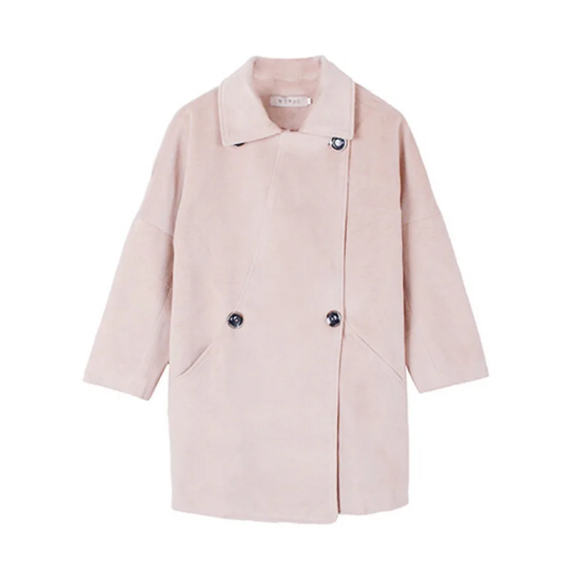 Корея свободные женские шерстяное пальто осень новые модные полушерстяные