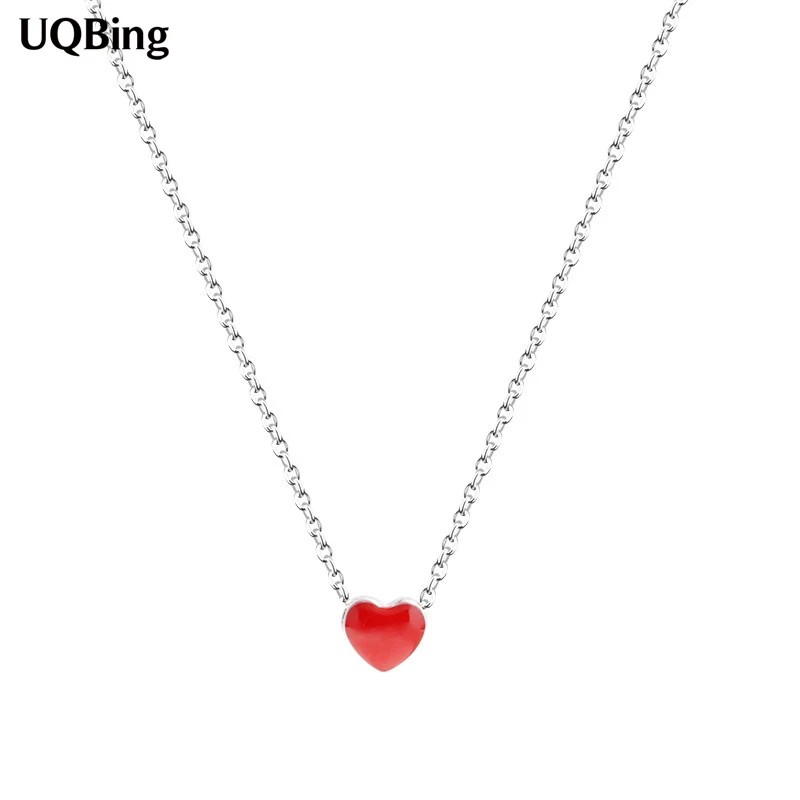 

New Arrival Drop Shipping 925 Sterling Silver Necklaces Red Heart Pendants&Necklaces Jewelry Collar Colar