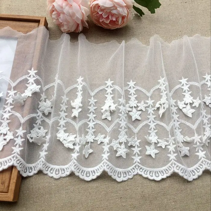 3 ярдов тонкая сетка односторонняя трехмерная звезда хлопок вышивка кружева
