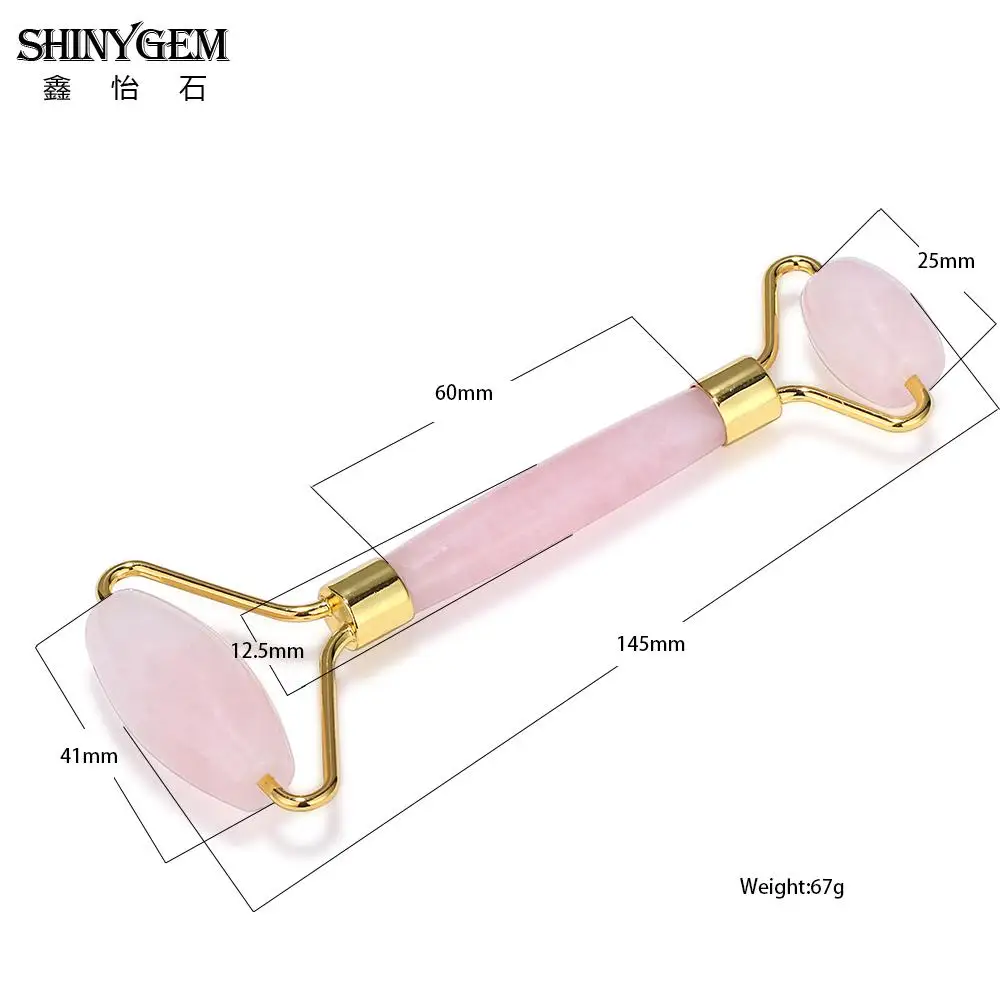 Фото ShinyGem 2020, натуральный камень, кварцевый ролик, чистый парикмахерский массажный инструмент для лица, золото/роза, уход за кожей, ювелирные изделия с кристаллами для женщин №2