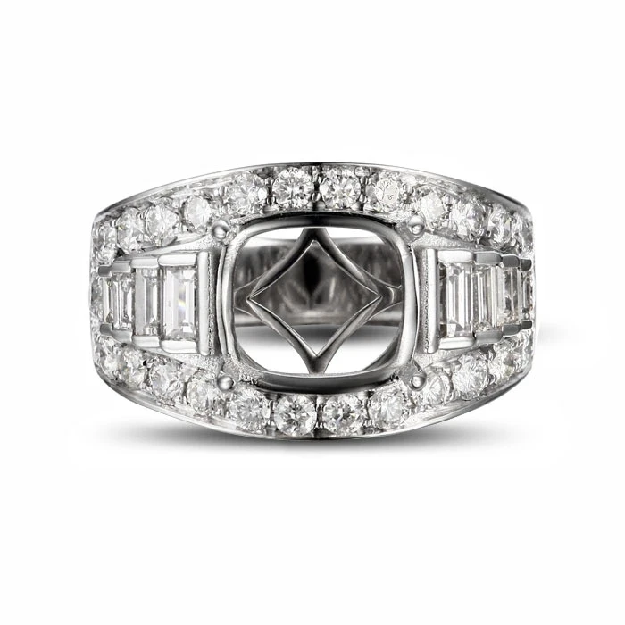 CaiMao Подушка Semi Mount кольцо настройки и 2.3ct АЛМАЗ 14 k белое золото обручальное кольцо с драгоценными камнями ювелирные изделия