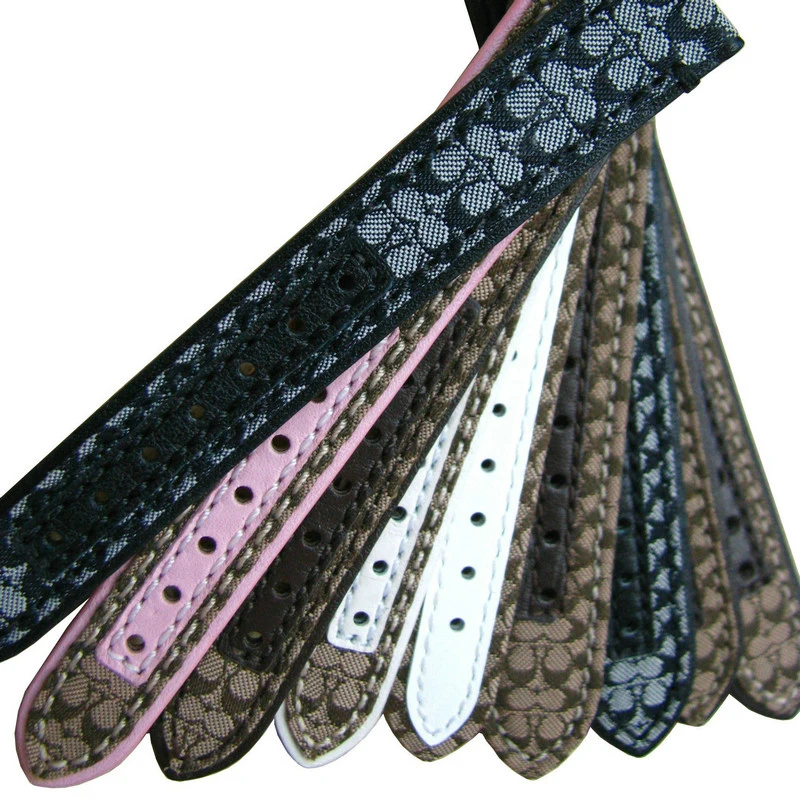 

Pesno Genuine Leather Watchstrap Canvas with Genuine Leather Watch Band Wristwatch Accessories with Pin Buckle