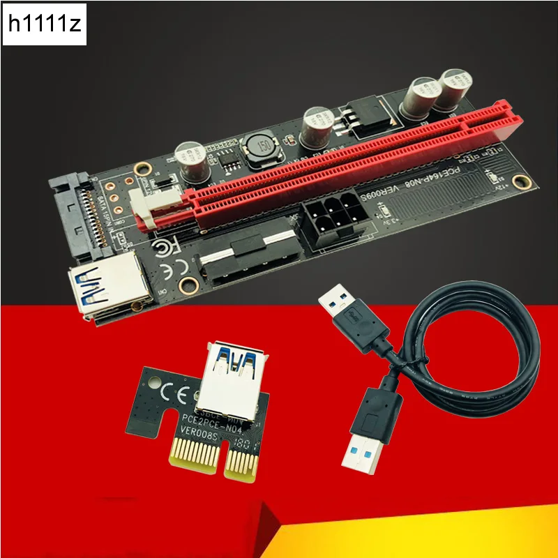 Расширитель PCIe 009s PCI E 1x к 16x 60 см USB 3 0 кабель SATA 6Pin 4pin molex стояк силовой проводки