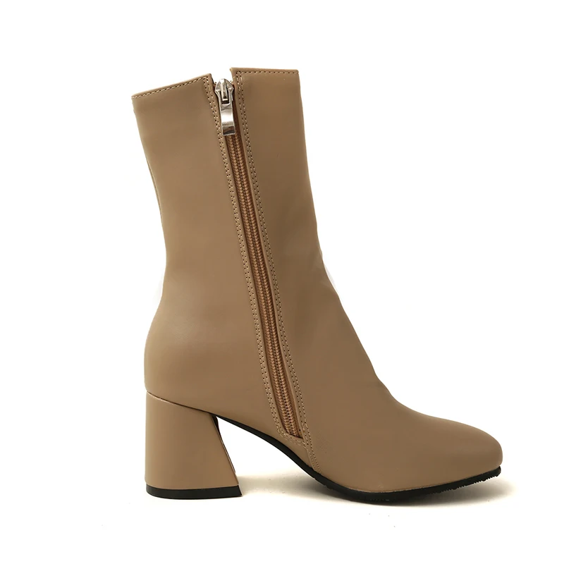 JK Thick High Heels Women Ankle Boots Round Toe Zip Footwear Rivet Female Boot Shoes Woman Winter 2018 Plus Size 46 | Обувь