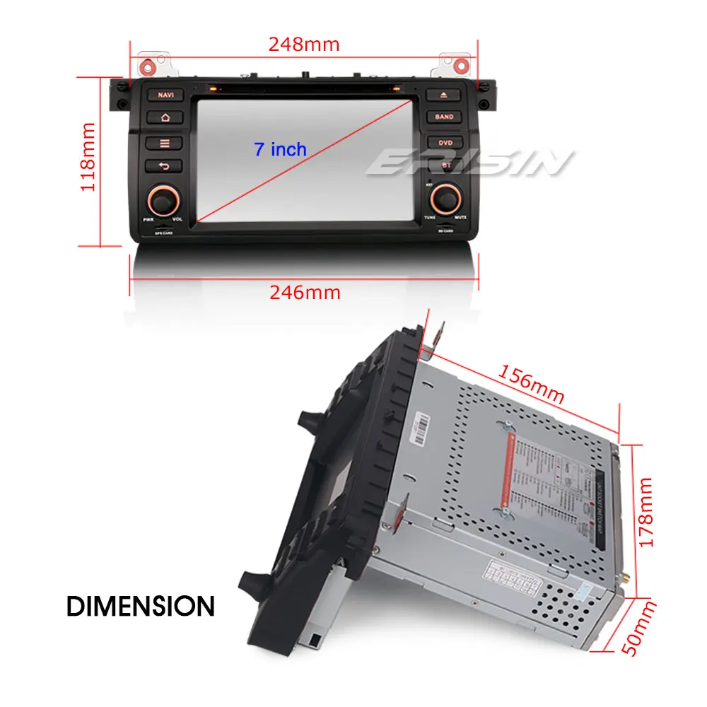 Erisin ES4746B 7 &quotAndroid 1 Автомобильная навигационная система GPS автомобильный DVD для E46