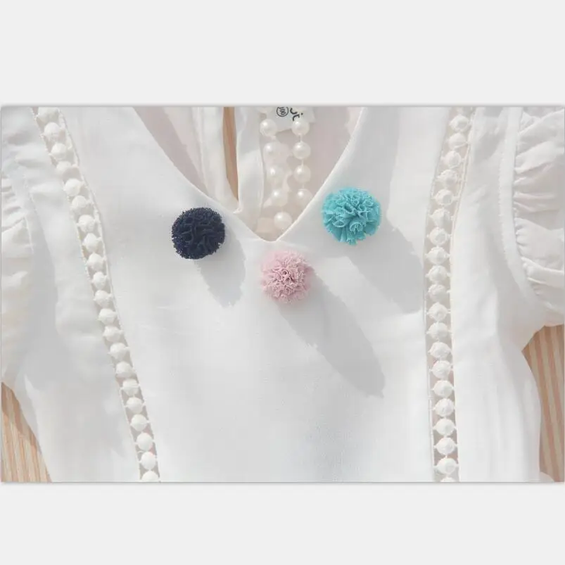 Children Summer Clothing Fashion Teenage Sleeveless White Blouses Chiffon Pure Color Baby Girls Ruffled Shirts Tops for |