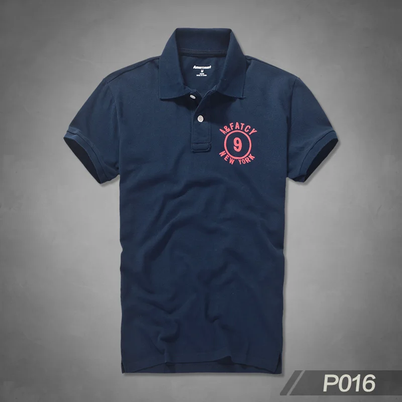 P016 Dark Blue Новые мужские рубашки поло, высококачественные хлопковые рубашки с коротким рукавом, дышащие однотонные рубашки поло, Летняя Повседневная Деловая мужская одежда - Цвет: P016 Dark Blue