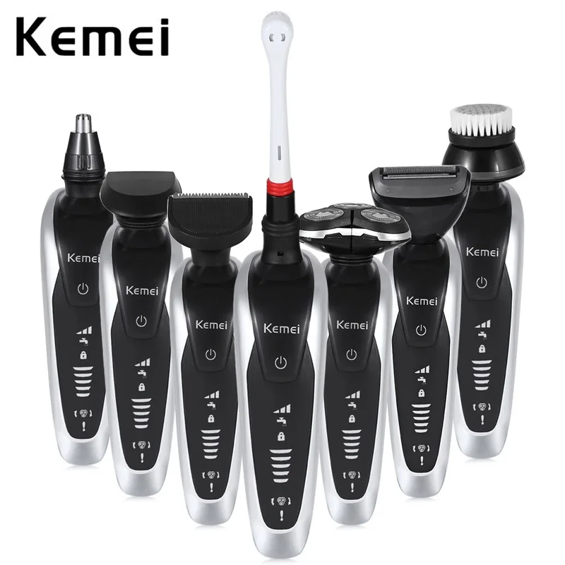 Kemei KM-8867 перезаряжаемая 3D электробритва 7 в 1 для мужчин триммер для бороды бритва для мужчин станок для бритья уход за лицом