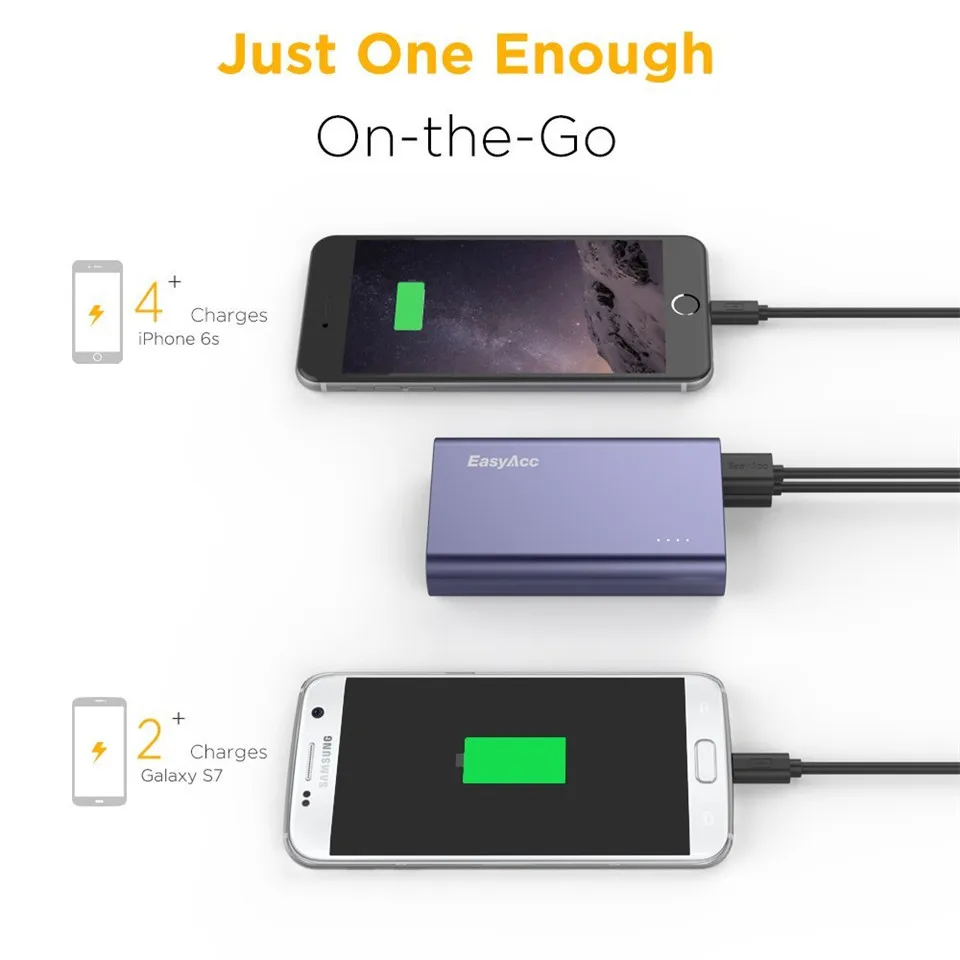 Easyacc 10000 мАч Зарядное устройство Qualcomm Quick Charge 3 0 с двумя портами портативное