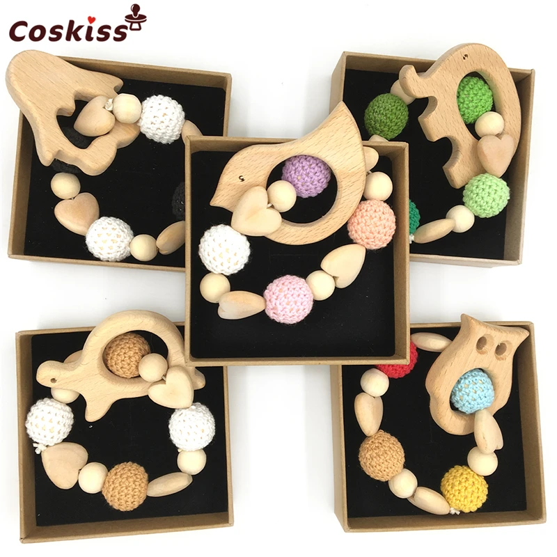 Детский Прорезыватель для зубов деревянное украшение в форме сердца крючком