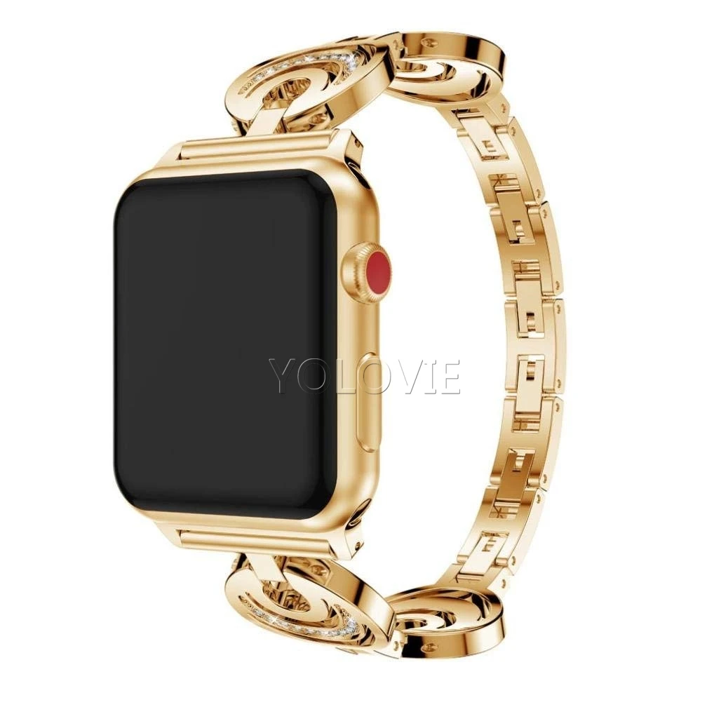 Алмазный металлический ремешок для Apple Watch 40 мм 44 мм полумесяц из нержавеющей стали женский браслет для iwatch 38 мм 42 мм серия 5 4 3 2 1