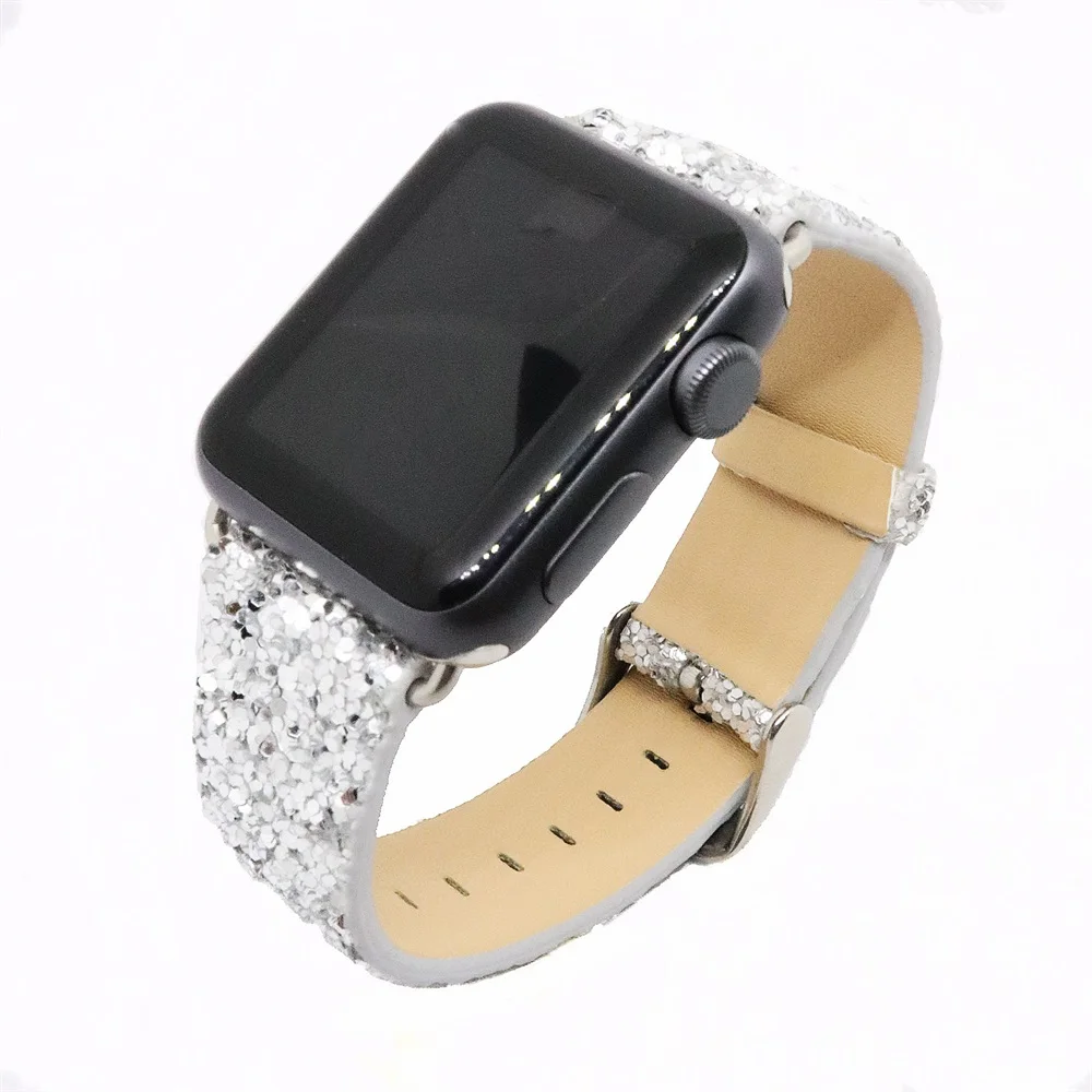 Для ремешки для часов iwatch 38 мм 42 кожаный ремешок Ремешок Замена W серебряная