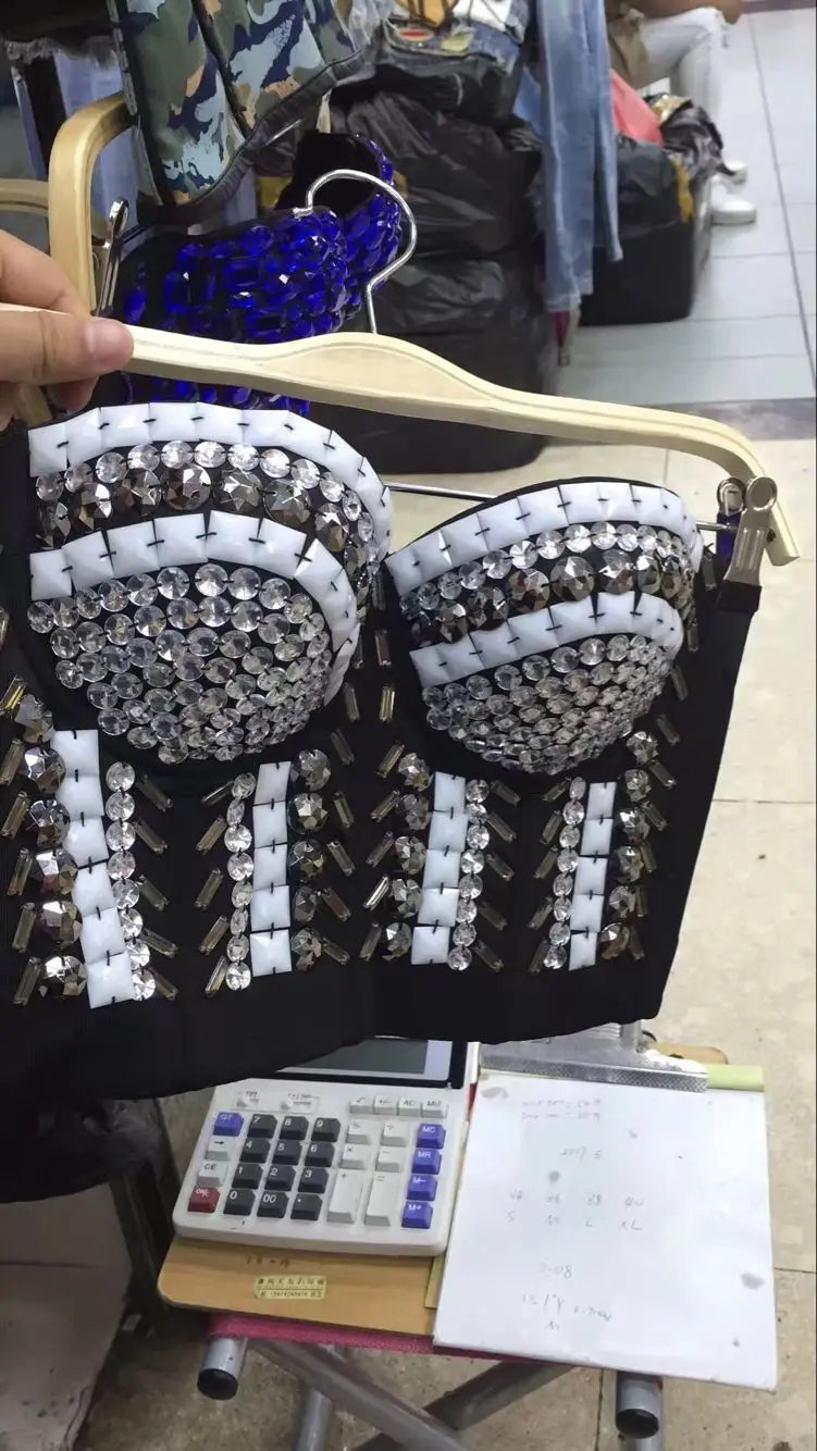 Роскошный Модный хлопковый бюстгальтер ручной работы со стразами и жемчугом|crop