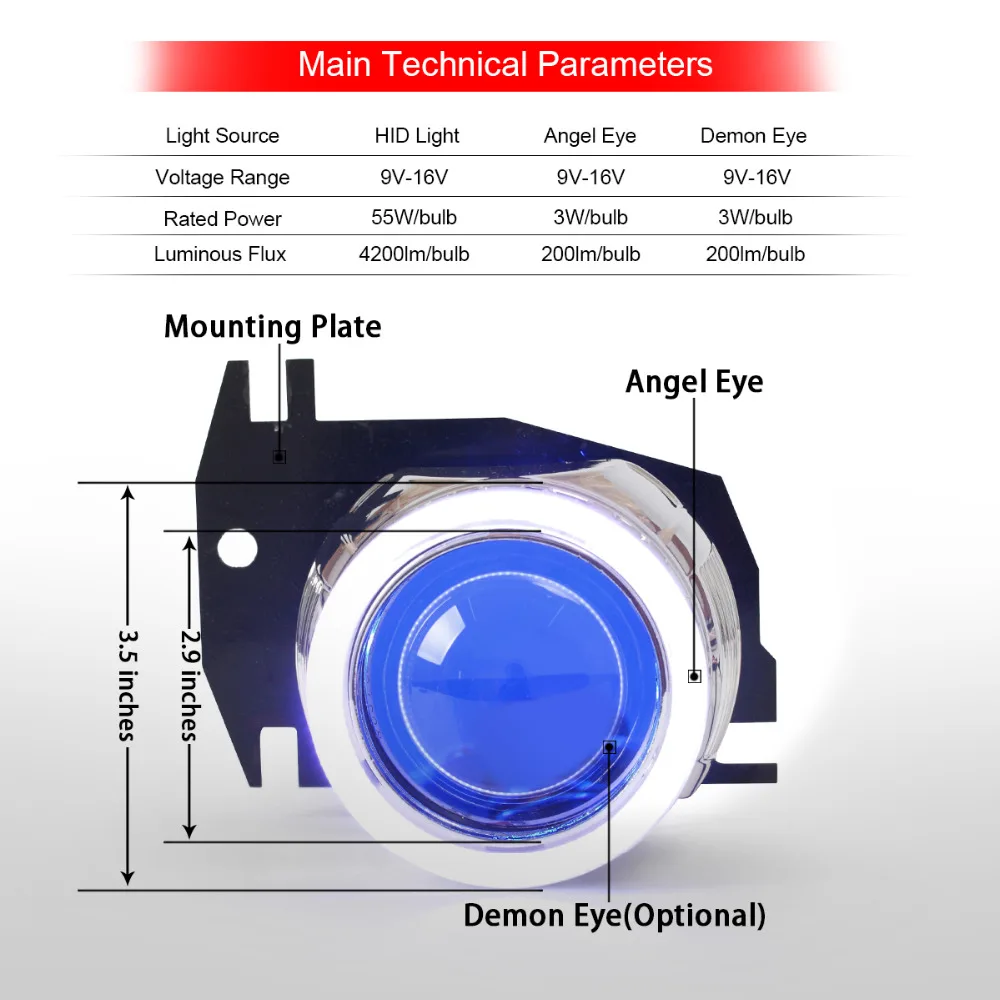 KT фара Подходит для Honda CBR600RR 2003-2006 LED Angel Eyes Blue Demon Мотоцикл HID Bi-xenon объектив