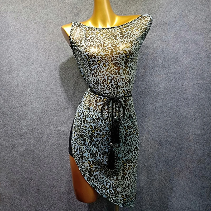 Женское платье для латиноамериканских танцев летнее газовое зеленое