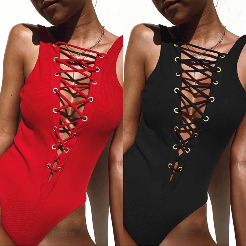 Женский купальник-монокини с пуш-ап Цельный купальник сексуальный бандажный