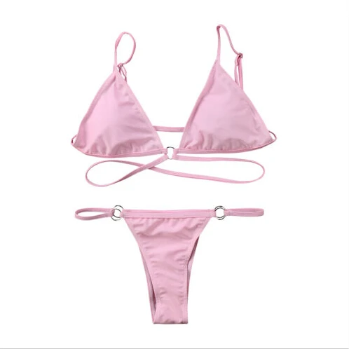 Новый стиль Женский комплект бикини пуш ап Мягкий купальник однотонный бандаж