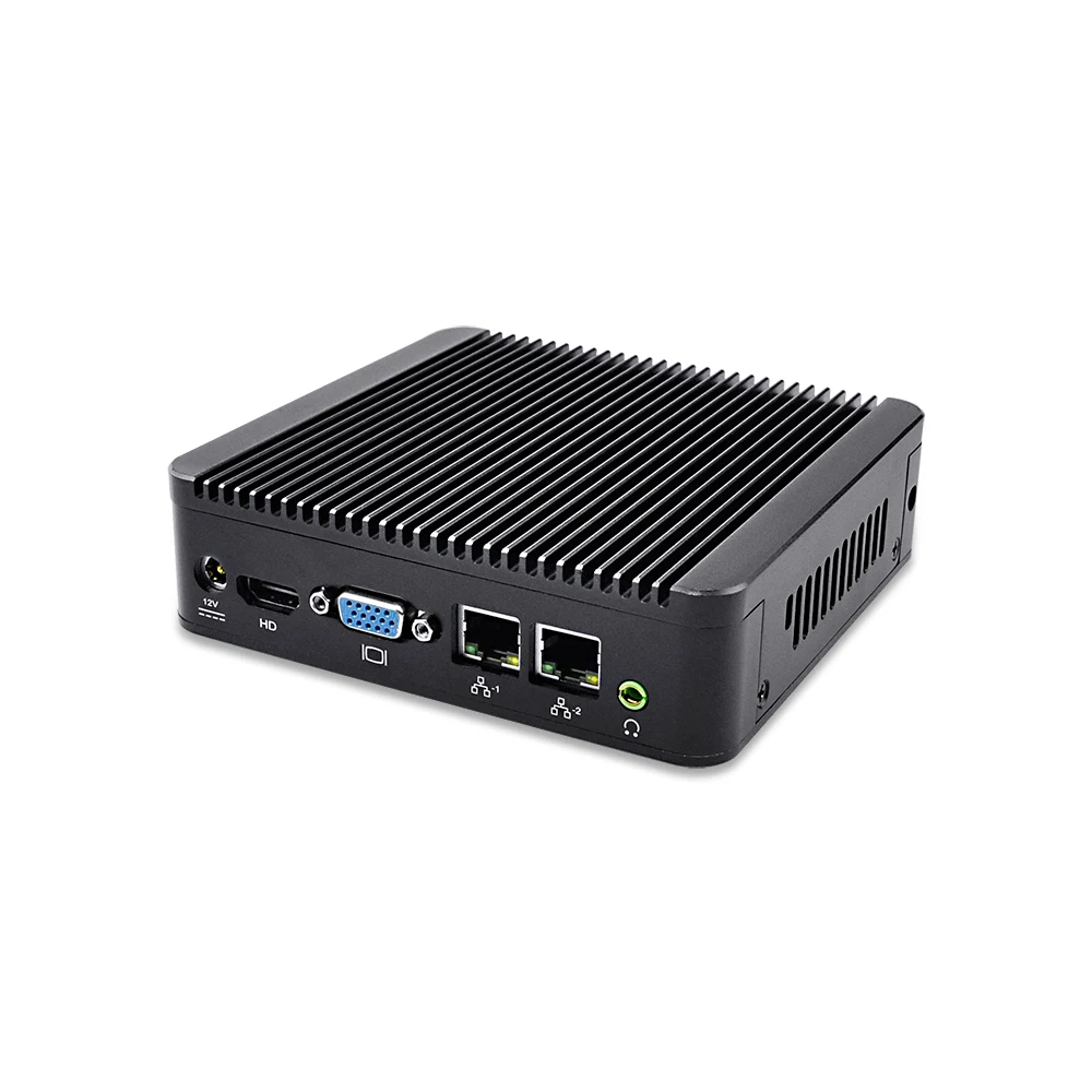 Двойной Lan Мини ПК Qotom Celeron/Core i3/Core i5 Черный алюминиевый сплав 1 * COM ультра низкая