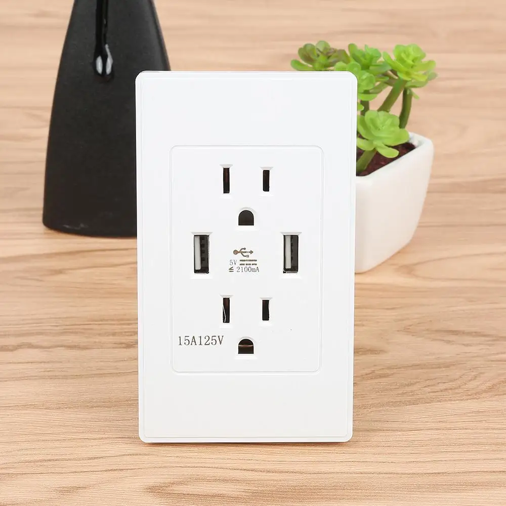 Eruiklink Высококачественная высокоскоростная USB настенная розетка с американским штекером, двойной USB порт, зарядное устройство, USB настенная розетка, устойчивая к AC Розетка, панель