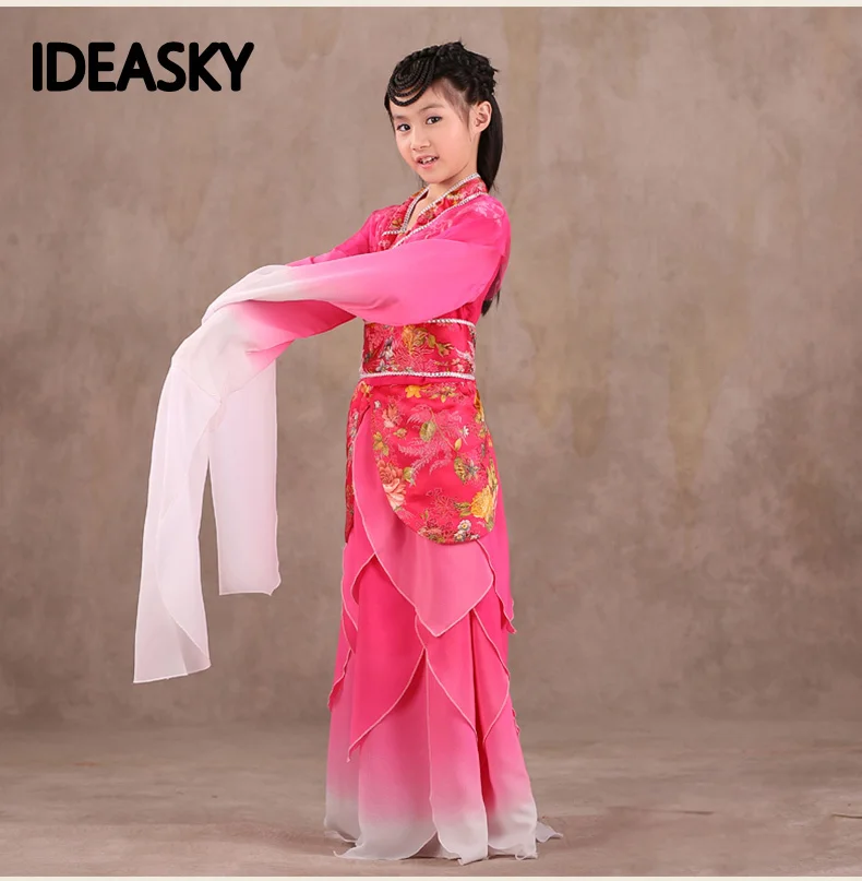 Женские традиционные китайские танцевальные костюмы с рукавами для детей