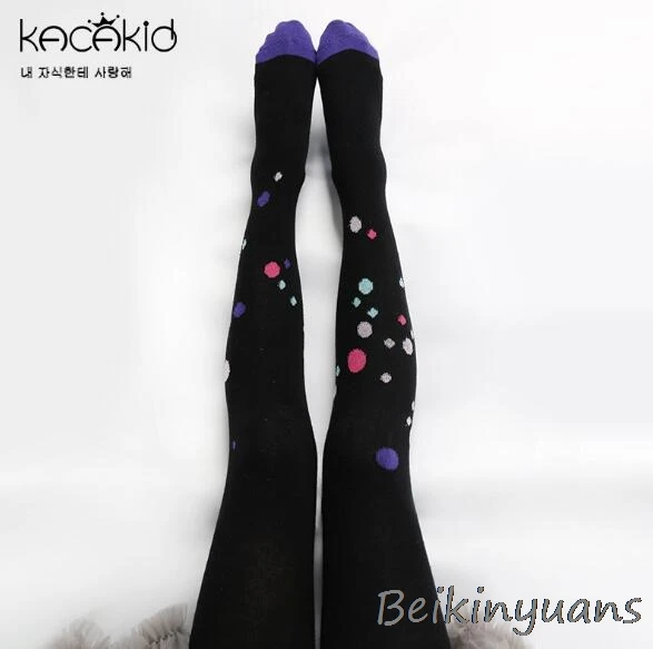 Colored dots Весенне-осенние детские колготки для танцев с большими глазами, милые хлопковые колготки для девочек, носки принцессы - Цвет: Colored dots