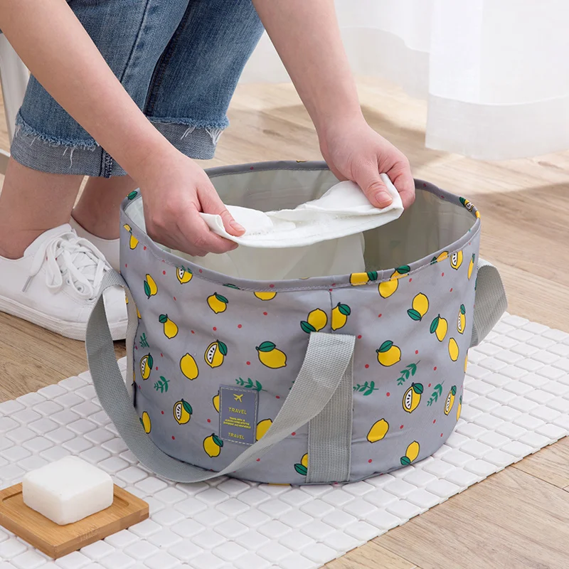 Portable outdoor camping fishing folding basin travel sports ultra-light storage bag 10L washbasin Holding Hot Wate Mini Bucket | Дом и сад