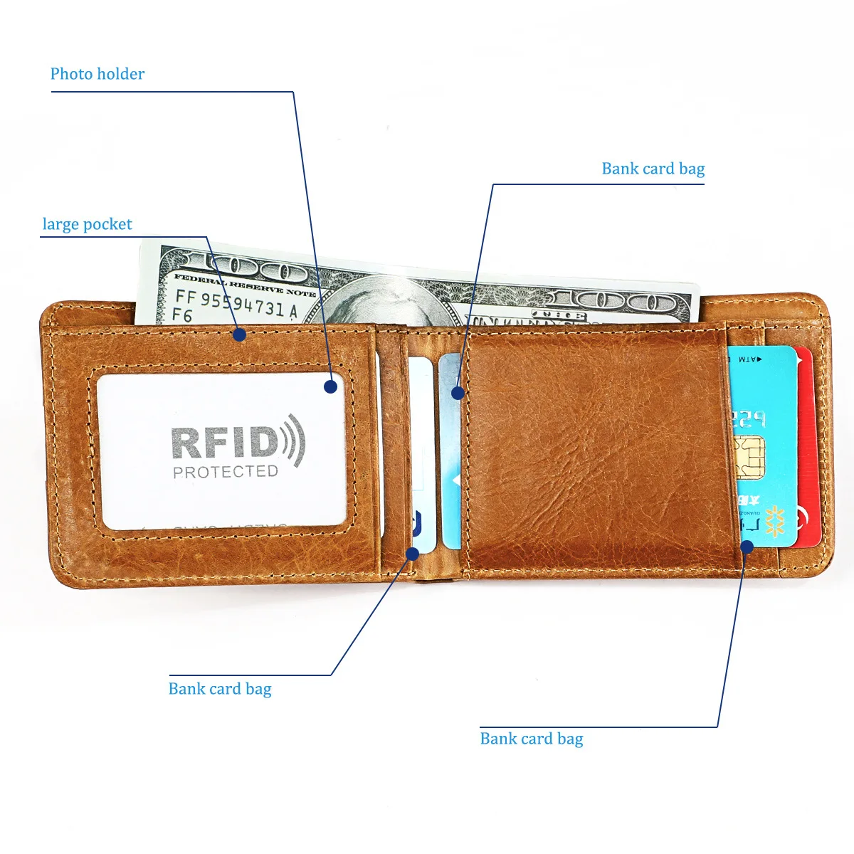 Повседневный маленький мужской кошелек из натуральной кожи, RFID кошелек, мужские тонкие кошельки, короткий мини кошелек, винтажный держатель для карт, брендовый кошелек для денег