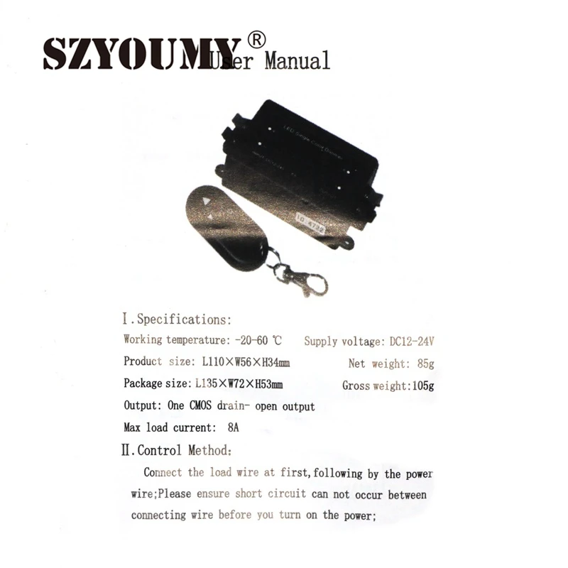 SZYOUMY DC 12 V-24 V 8A светодиодный одинарный Цвет диммер для Светодиодный точечный светильник утопленного полосы lirf с пультом дистанционного управления Управление; Яркость Управление