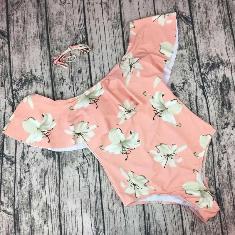 M & сексуальный купальник с цветочным принтом и рюшами Женская Монокини купальные