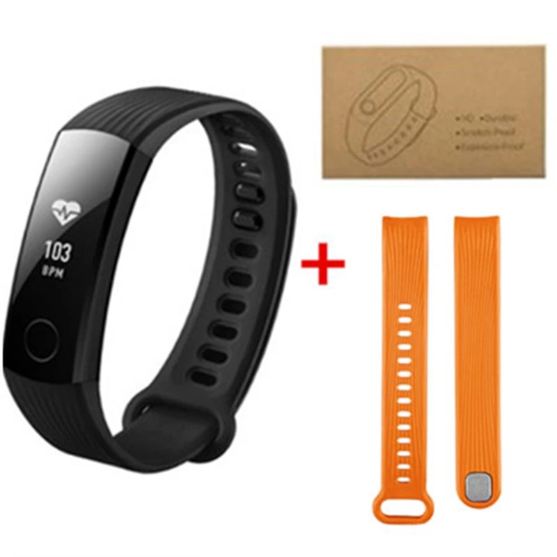 black add orange huawei Honor Band 3 5ATM OLED экран тачпад Непрерывный монитор сердечного ритма фитнес-трекер Push Message умный Браслет - Цвет: black add orange