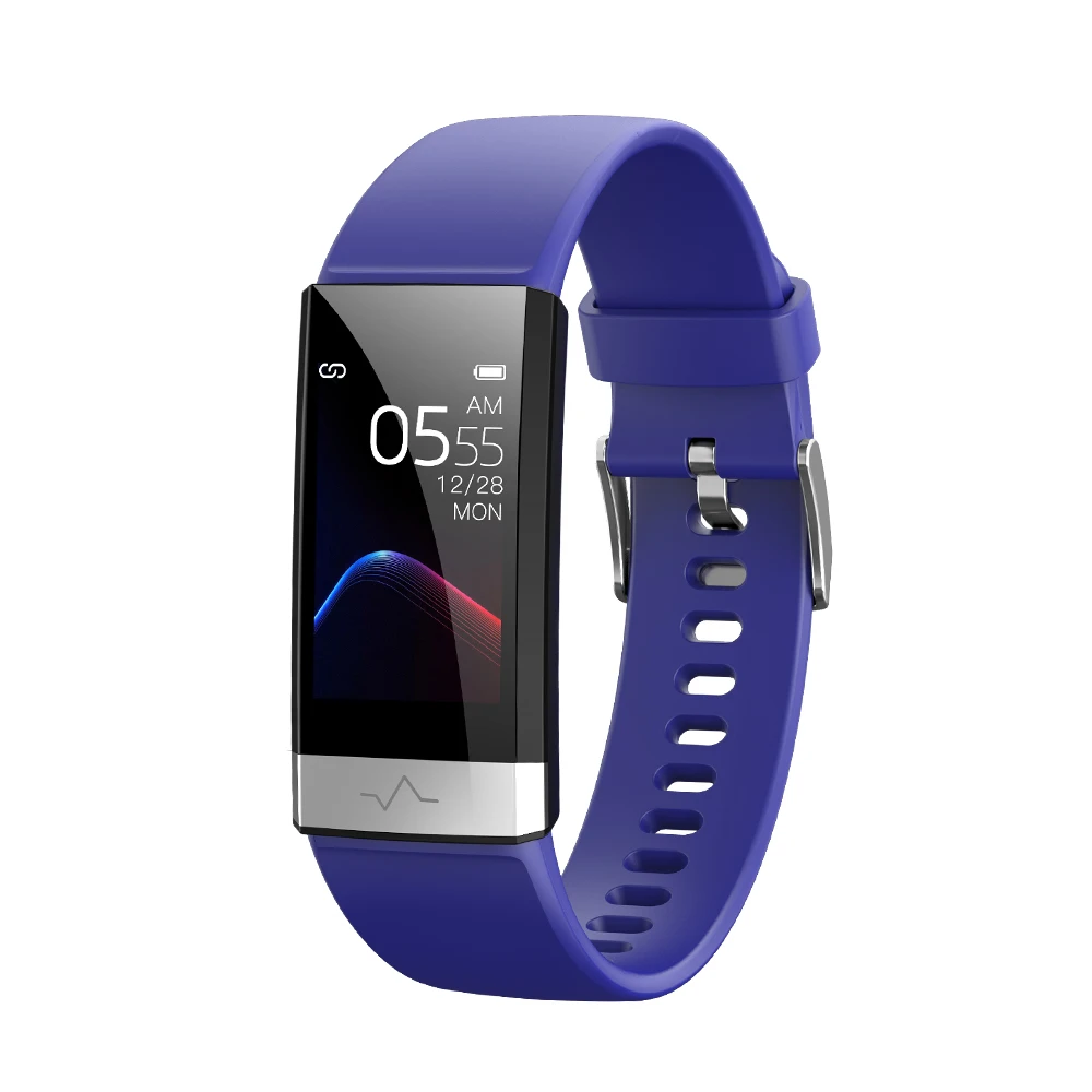 Синий Hot Sale V19 ECG+PPG O2 HRV Analysis Tracking Motion Smart Watch IP68 Waterproof Smart Band Anti-lost Alarm Fitness Wristbands - Цвет: Синий