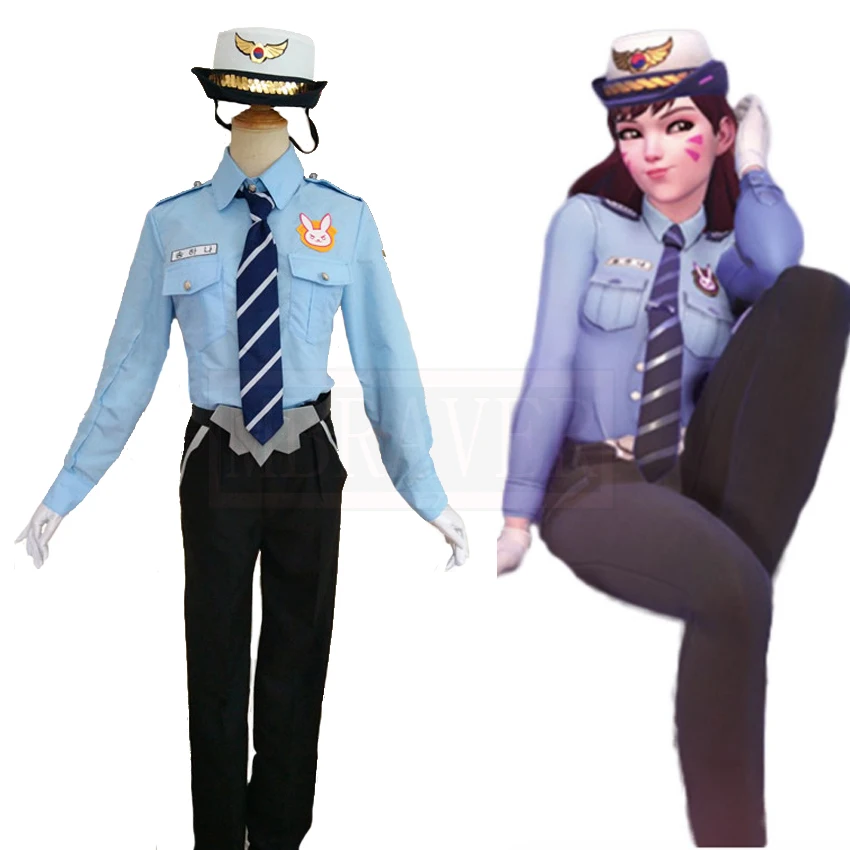 OW Cosplay D.VA DVA Hana Song Police Officer Carnival Uniform Costume Customized Free Shipping |