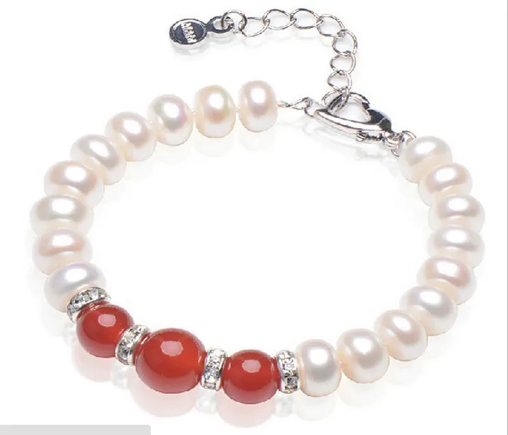 Бесплатная доставка браслет из натурального пресноводного жемчуга модный