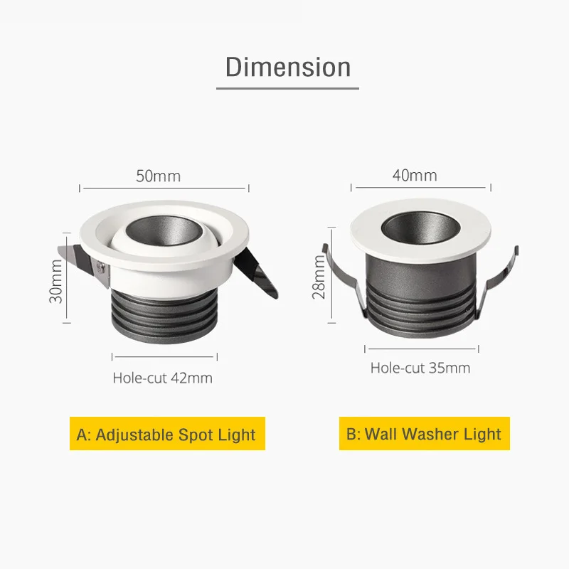 2pcs/lot Mini 3W LED Downlight Small AC220V COB Wall Washer Light Home Hotel Cabinet Adjustable Recessed Ceiling Spot Lights | Лампы и