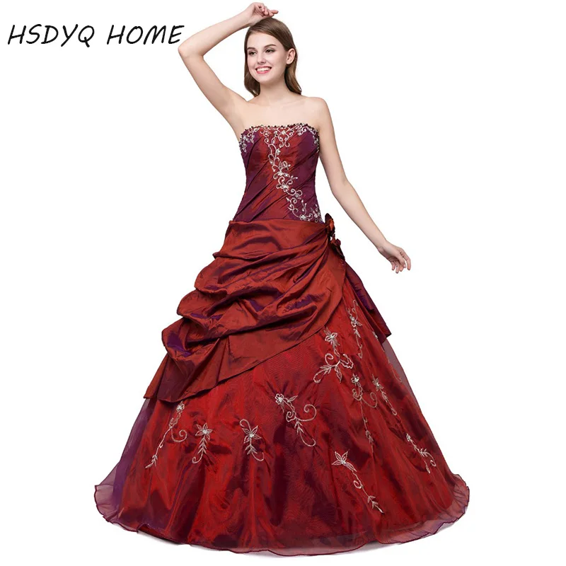 Quinceanera платья бальное платье праздничное с аппликацией Плиссированные тафта из