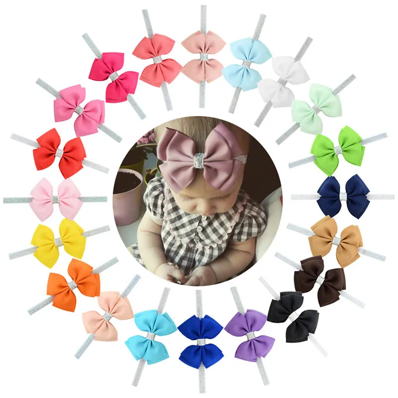 BNWIGE 20pcs/set Baby Hair Accessories Elastic Bow Headbands Ribbon Hairbands Girl Headwear |