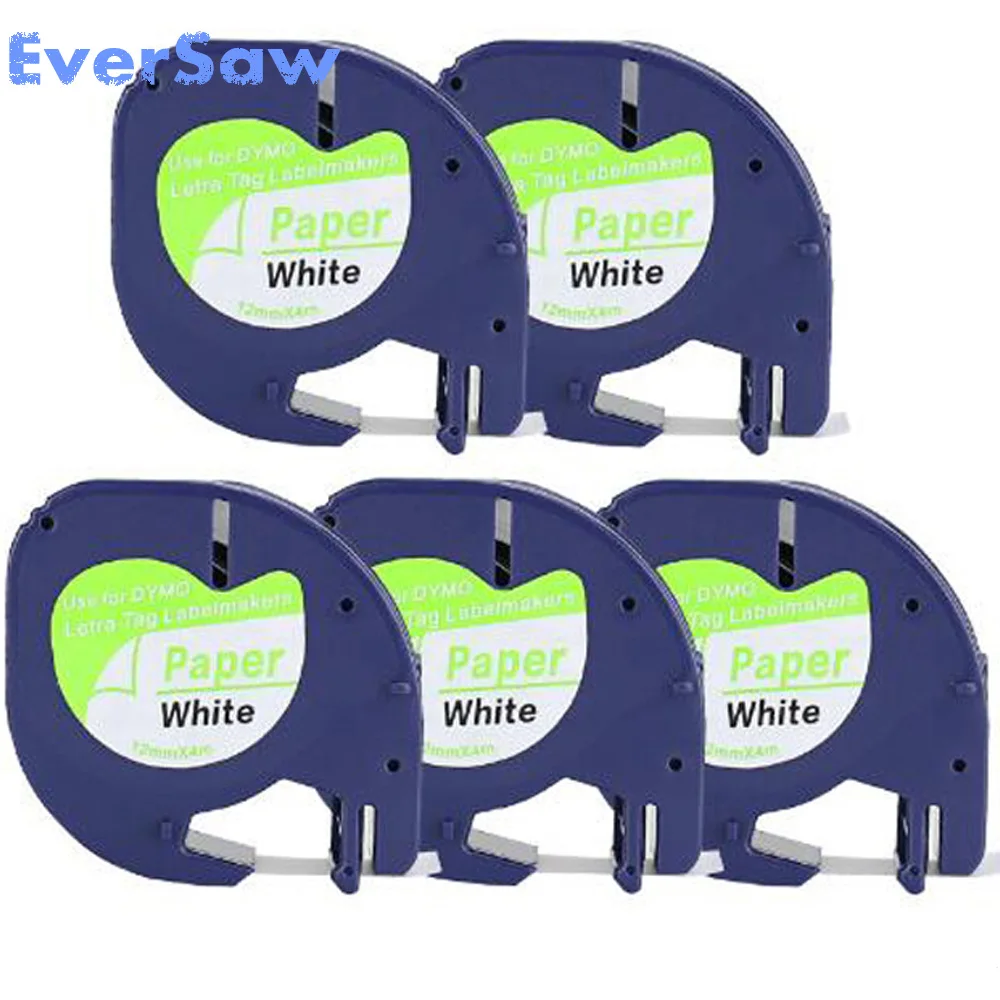 40 PK совместимая лента Dymo letratag LT 91200 S0721510 10697 белая бумага этикетка Cartrige 12 мм x 4 м для