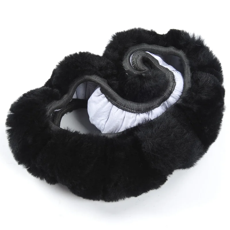 Black Оплетка на Руль Для Автомобиля Чехлы для Колес Колеса Автомобиля Диски Чехол на Руль Зимой Премиум Чистой Шерсти Овчины Меховой Цвет Серый Чёрный - Название цвета: Black