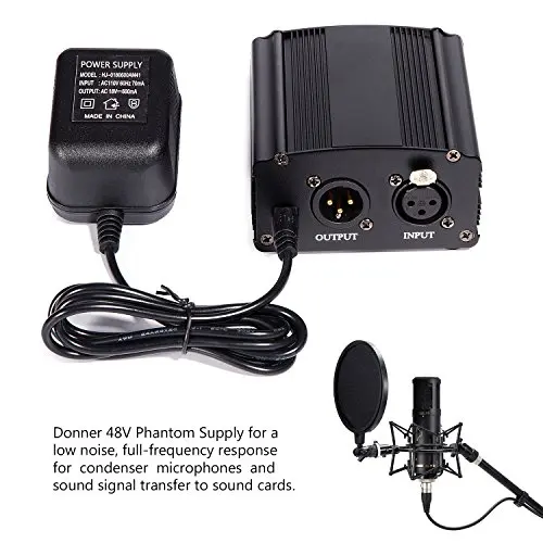 48V Phantom Питание с адаптером селфи-Стик, в качестве бонуса+ XLR Сделано в Китае 2 м Pin микрофонный кабель для любого конденсаторный микрофон музыка Запись оборудование