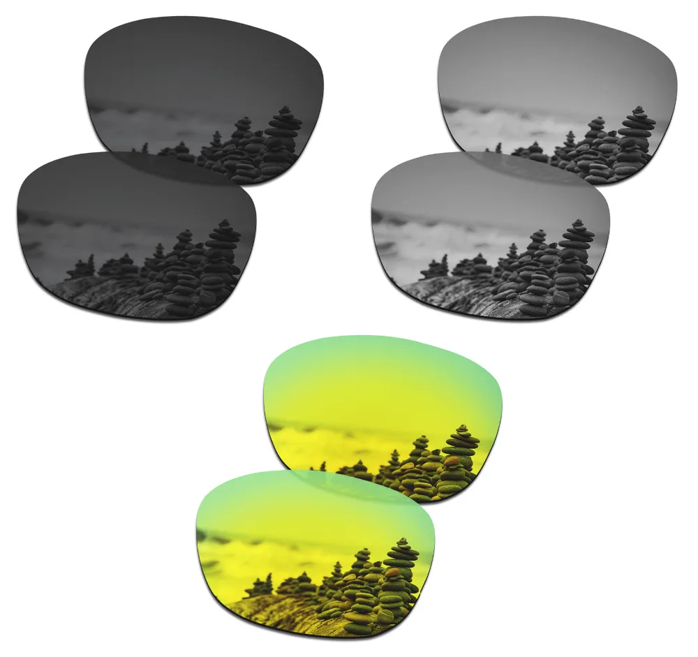 

SmartVLT 3 пары поляризованных солнцезащитных очков, Сменные линзы для солнцезащитных очков Oakley, невидимые черные и Серебристые Титановые и 24K золотые