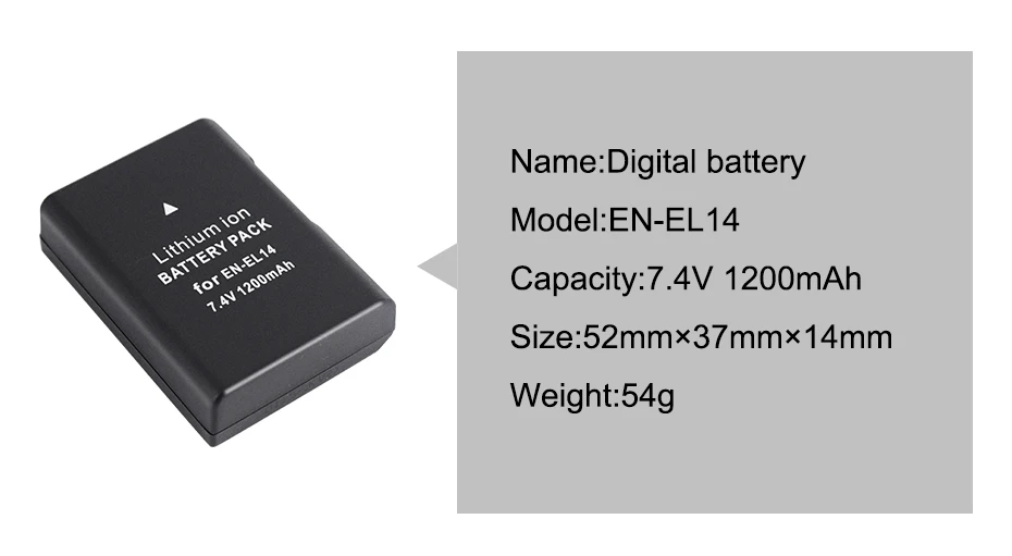PALO 1 шт. EN-EL14 цифровая камера Батарея 7,4 V RU el14 акумуляторная батарея адаптер переменного тока для Nikon df d3400 d5300 d3100 d5600/5500/5200/3300 P7000/7100 и т. д