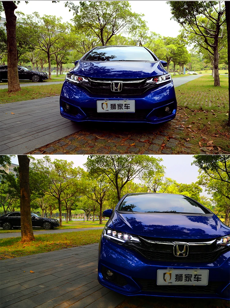 Все светодиодный автомобильные лампы для фар головной свет для Honda Fit Jazz фары GK5 DRL HI LO луч автомобильные аксессуары