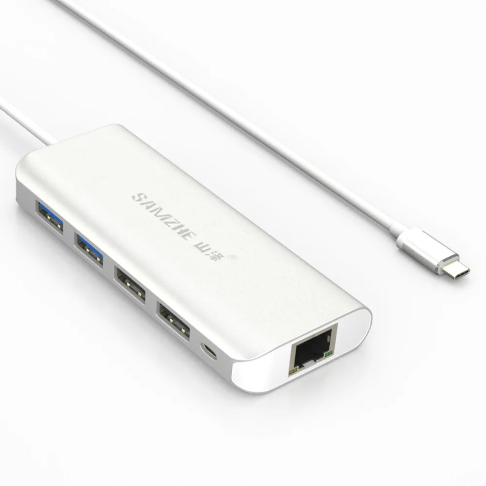 SAMZHE Тип c USB3.0 USB2.0 адаптера Ethernet Интернет кабель HUB конвертер 4 порта USB чистая для