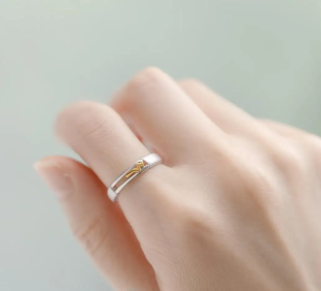 Thaya Heartbeat Rings Real 925 Sterling Silver Natural Moonstone Couple rings for Women Men Resizable Wedding Jewelry Gifts - Цвет камня: man rings