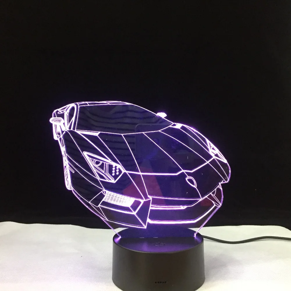 3d светодиодный светильник для спортивного автомобиля с цветным постепенным