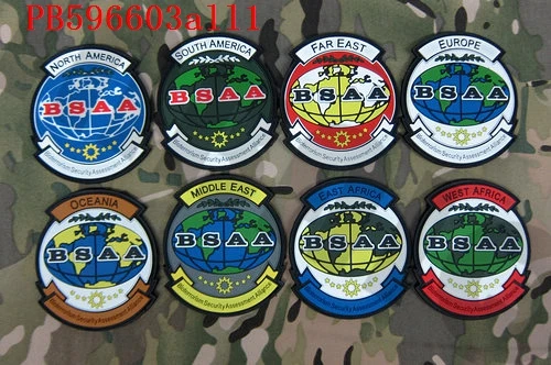 3D ПВХ патч Biohazard зонтик BSAA Европа Дальний Восток Северная Америка Южная Америка Резиновый патч