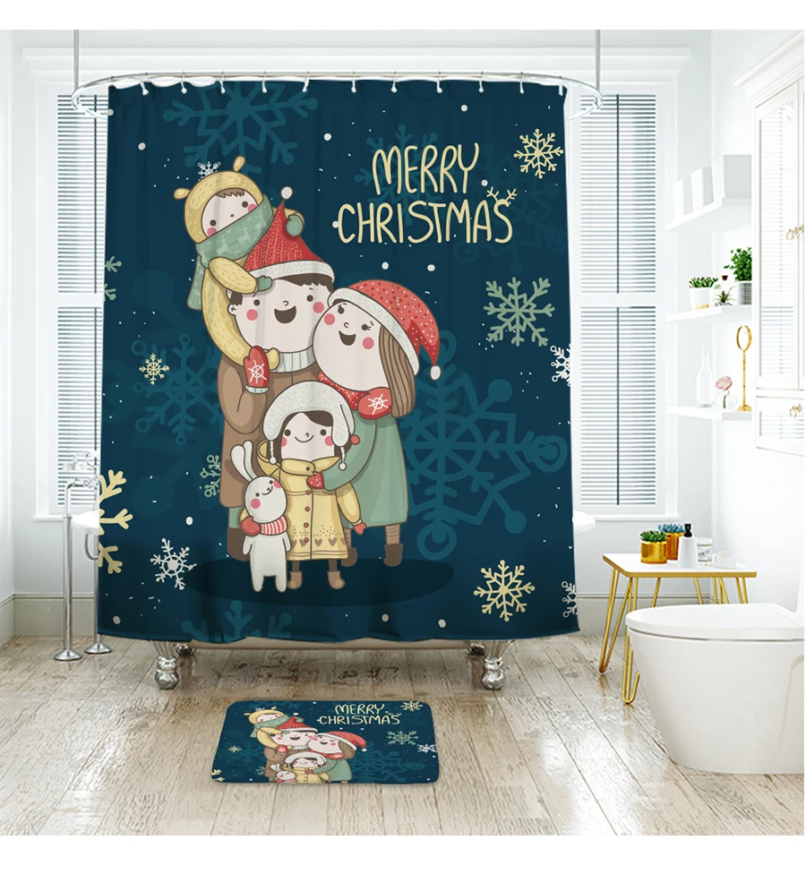 IBANO Merry Christmas занавеска для душа Водонепроницаемый полиэстер ткань занавеска для ванной комнаты с 12 шт. Пластиковые Крючки коврик